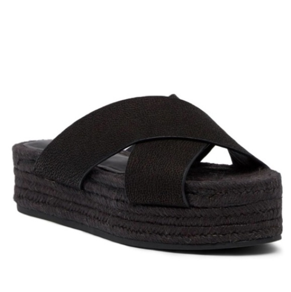 All Saints Black‎ Leather Harlem Platform Espadrilles Sz. 38